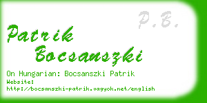 patrik bocsanszki business card